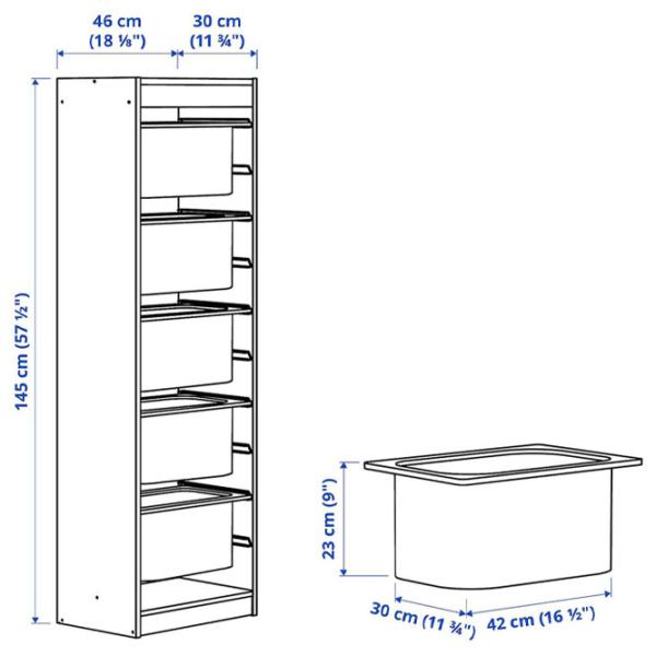 Etajeră cu containere Ikea Trofast 5 145 x 46 x 30 cm / PAL / White photo 4