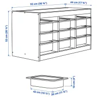 Стеллаж с контейнерами Ikea Trofast 9 52 x 93 x 44см cm / Массивная сосна / Дуб cонома photo 3