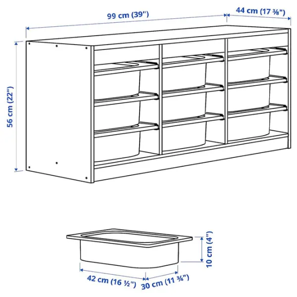 Стеллаж с контейнерами Ikea Trofast 9 56 x 99 x 44см cm / ЛДСП / White photo 2