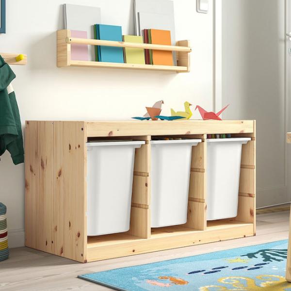 Стеллаж с контейнерами Ikea Trofast 3 52 x 93 x 44см cm / Массивная сосна / Дуб cонома photo 3