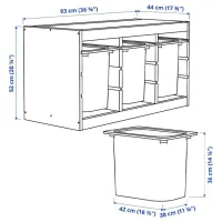 Стеллаж с контейнерами Ikea Trofast 3 52 x 93 x 44см cm / Массивная сосна / Дуб cонома photo 4