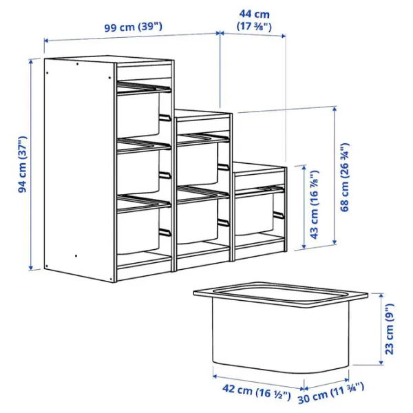 Стеллаж с контейнерами Ikea Trofast 6 94 x 99 x 44см cm / ЛДСП / White photo 3