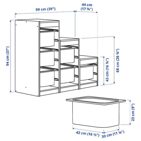 Стеллаж с контейнерами Ikea Trofast 6 94 x 99 x 44см cm / ЛДСП / White photo 3