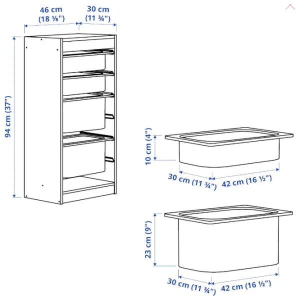 Etajeră cu containere Ikea Trofast 4 94 x 46 x 30 cm / PAL / White photo 5