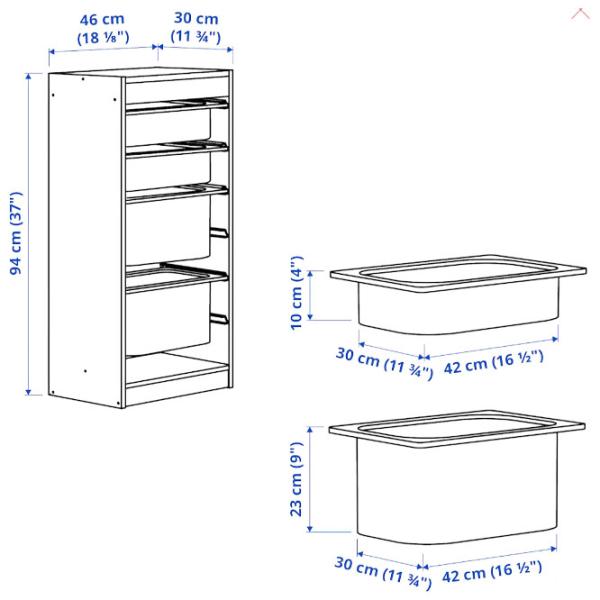 Etajeră cu containere Ikea Trofast 4 94 x 46 x 30 cm / PAL / White photo 5
