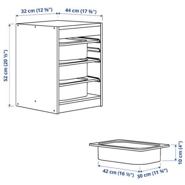 Стеллаж с контейнерами Ikea Trofast 3 52 x 32 x 44см cm / Массивная сосна / Дуб cонома photo 2