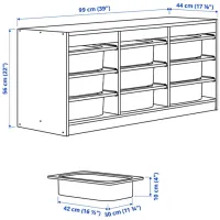Стеллаж с контейнерами Ikea Trofast 9 52 x 93 x 44см cm / Массивная сосна / Дуб cонома photo 3