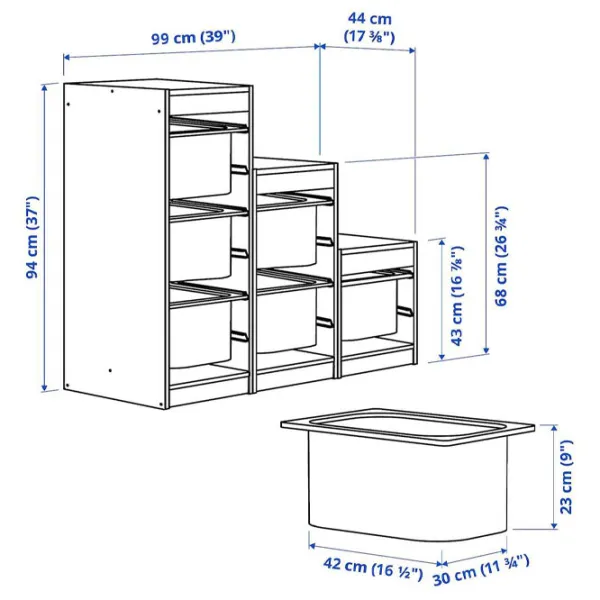Стеллаж с контейнерами Ikea Trofast 6 94 x 99 x 44см cm / ЛДСП / White photo 5