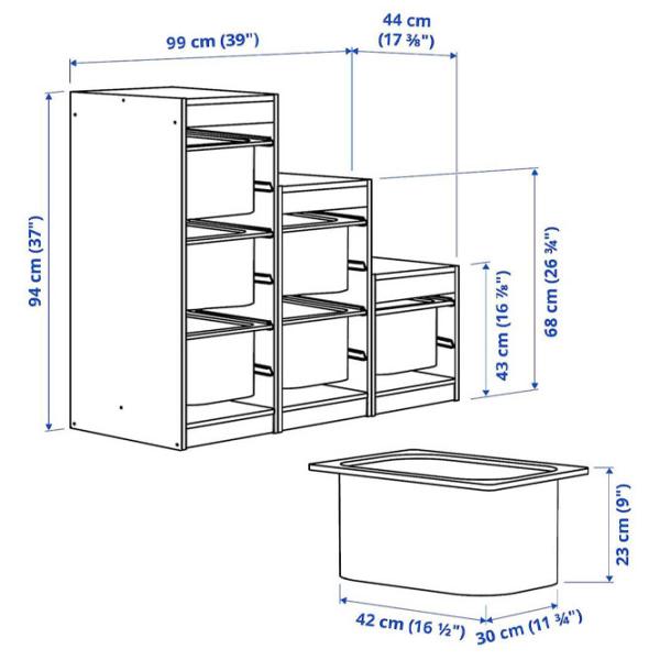 Стеллаж с контейнерами Ikea Trofast 6 94 x 99 x 44см cm / ЛДСП / White photo 5
