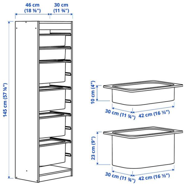 Стеллаж с контейнерами Ikea Trofast 6 145 x 46 x 30см cm / ЛДСП / White photo 2