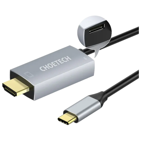 Кабель видео Choetech USB Type-C + HDMI 1.8 м / Серебряный photo 3