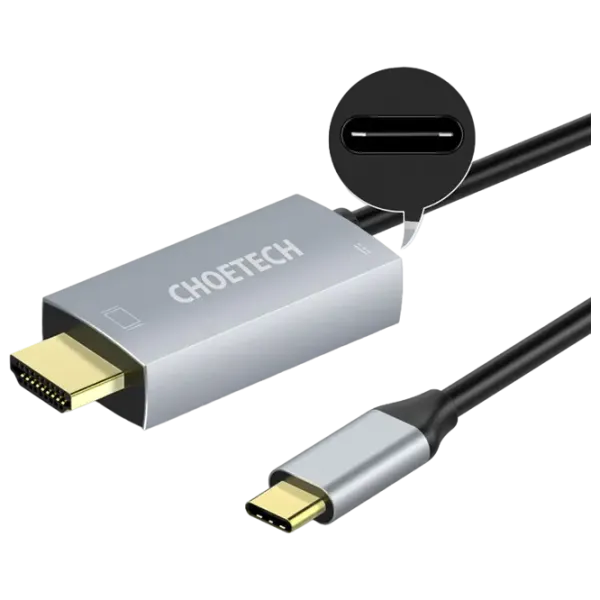 Кабель видео Choetech USB Type-C + HDMI 1.8 м / Серебряный photo 5