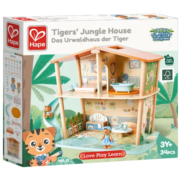 Домик для кукол Hape Tigers Jungle House E3412  пупсик / 3+ photo 4 Домик для кукол Hape Tigers Jungle House E3412  пупсик / 3+ photo 4