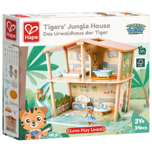 Домик для кукол Hape Tigers Jungle House E3412  пупсик / 3+ photo 4 Домик для кукол Hape Tigers Jungle House E3412  пупсик / 3+ photo 4
