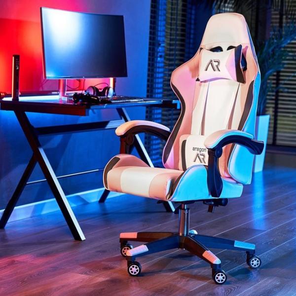 Scaun Gaming Jumi Aragon White Pink photo 7
