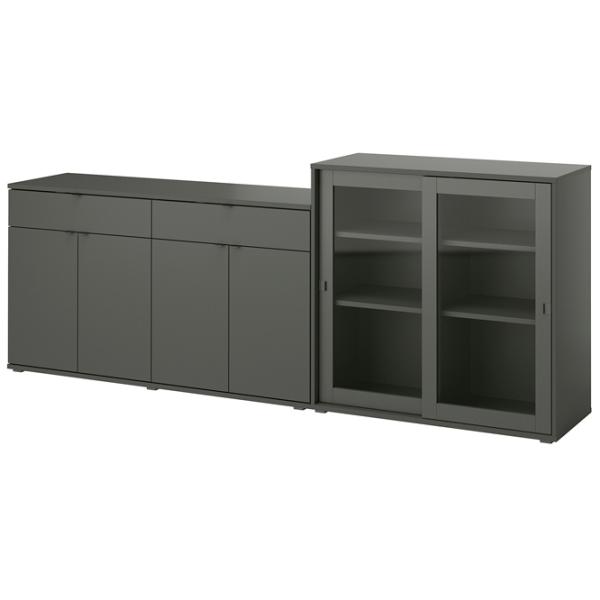 Kухонный шкаф Ikea Vihals Тёмно-серый / Стекло photo 1