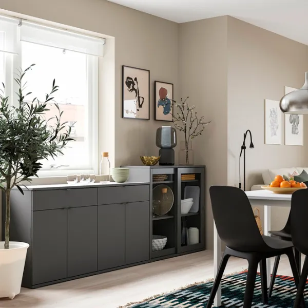 Kухонный шкаф Ikea Vihals Тёмно-серый / Стекло photo 2