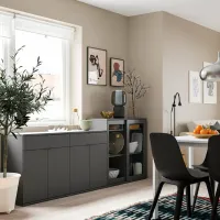Dulap de bucătărie Ikea Vihals Dark Gray / Sticlă photo 2