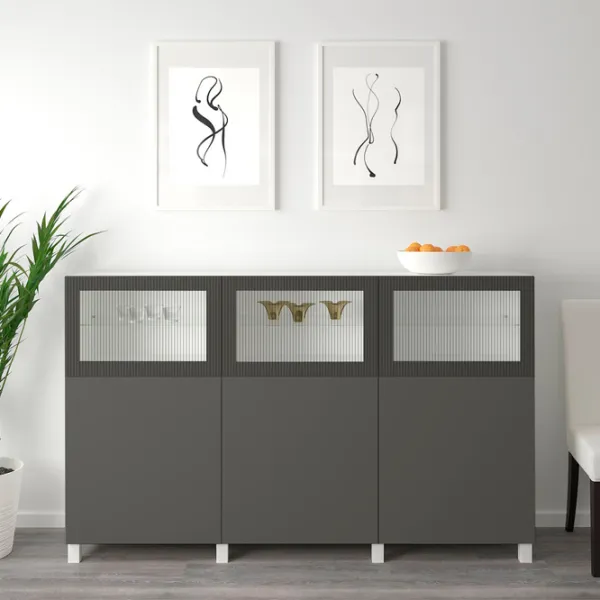 Kухонный шкаф Ikea Besta/Lappviken/Fallsvik Тёмно-серый / Стекло photo 2 Kухонный шкаф Ikea Besta/Lappviken/Fallsvik Тёмно-серый / Стекло photo 2