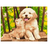 Pictură pe numere BrushMe Mici prieteni RBS39280FC 40 x 30 cm / Orizontală