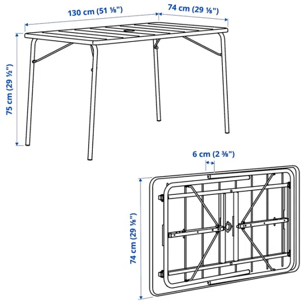 Masă de grădină Ikea Torparo Dreptunghiular / White White photo 5