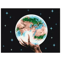 Pictură pe numere BrushMe Planeta în mâinile omului RBS26729FC 40 x 30 cm / Orizontală