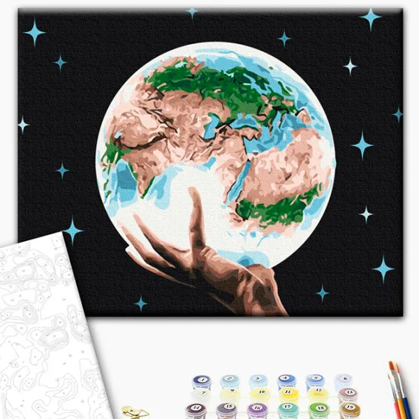 Pictură pe numere BrushMe Planeta în mâinile omului RBS26729FC 40 x 30 cm / Orizontală photo 3 Pictură pe numere BrushMe Planeta în mâinile omului RBS26729FC 40 x 30 cm / Orizontală photo 3