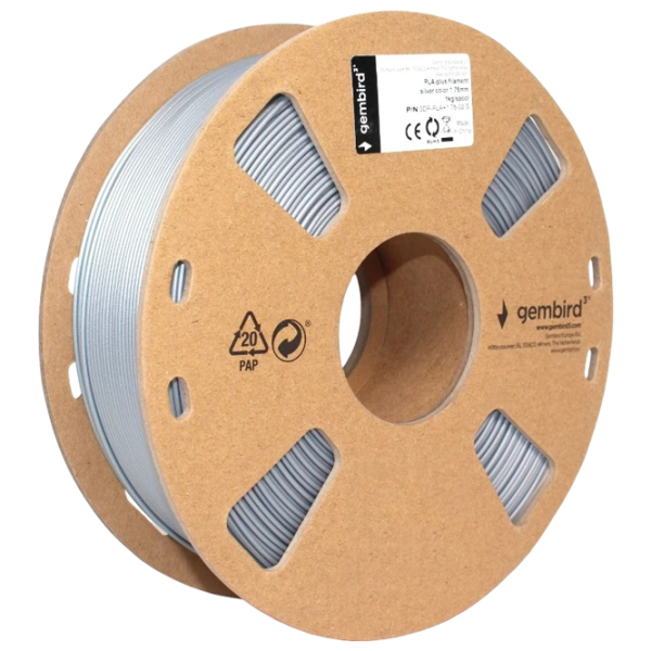 Филамент Gembird 3DP-PLA1.75-01-S Серебряный photo 2 Филамент Gembird 3DP-PLA1.75-01-S Серебряный photo 2