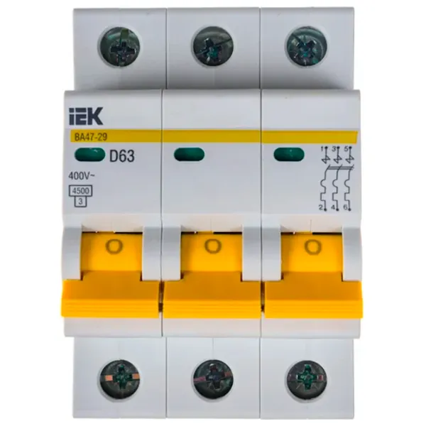 Автоматический выключатель IEK MVA20-3-063-D Модульная / 63 A photo 1