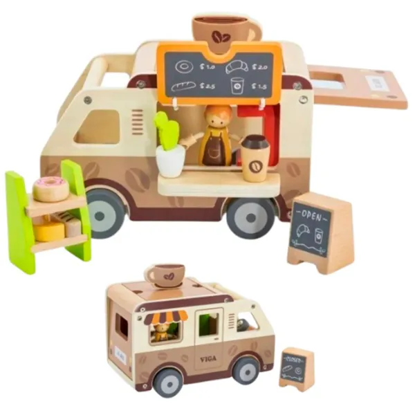 Mașină VIGA Coffee Truck 44689  / / Gray Beige photo 2 Mașină VIGA Coffee Truck 44689  / / Gray Beige photo 2