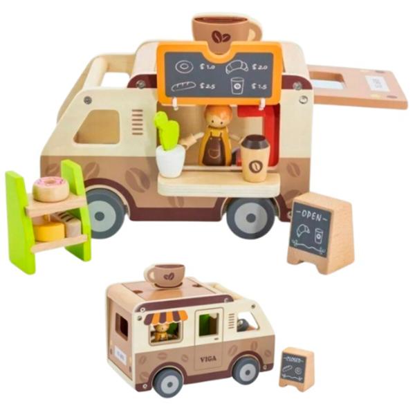 Mașină VIGA Coffee Truck 44689  / / Gray Beige photo 2 Mașină VIGA Coffee Truck 44689  / / Gray Beige photo 2