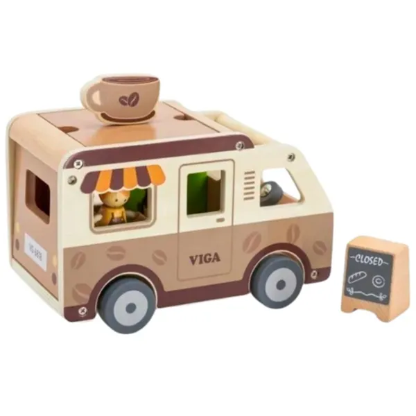 Mașină VIGA Coffee Truck 44689  / / Gray Beige photo 3 Mașină VIGA Coffee Truck 44689  / / Gray Beige photo 3