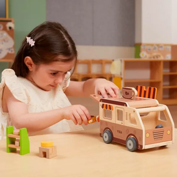 Mașină VIGA Coffee Truck 44689  / / Gray Beige photo 4 Mașină VIGA Coffee Truck 44689  / / Gray Beige photo 4