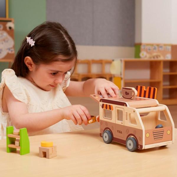 Mașină VIGA Coffee Truck 44689  / / Gray Beige photo 4 Mașină VIGA Coffee Truck 44689  / / Gray Beige photo 4