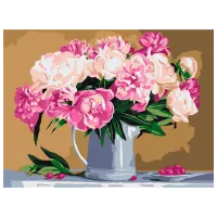 Pictură pe numere BrushMe Natură statică cu bujori RBS29775FC 40 x 30 cm / Orizontală