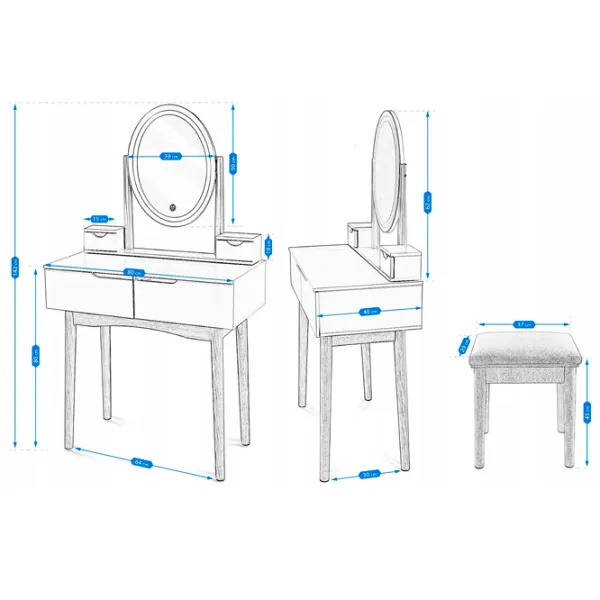 Masă de toaletă Jumi CM-920576 MDF / White photo 8