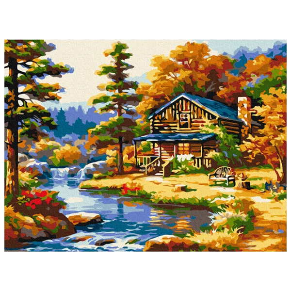 Pictură pe numere BrushMe Casa de lângă lac RBS51963FC 40 x 30 cm / Orizontală photo 1 Pictură pe numere BrushMe Casa de lângă lac RBS51963FC 40 x 30 cm / Orizontală photo 1