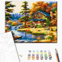 Картина по номерам BrushMe Дом у озера RBS51963FC 40 x 30 cm / Горизонтальная photo 7