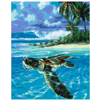 Pictură pe numere BrushMe Țestoasa tropicală BS51422FC 50 x 40 cm / Verticală