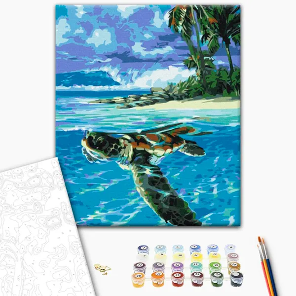Pictură pe numere BrushMe Țestoasa tropicală BS51422FC 50 x 40 cm / Verticală photo 2 Pictură pe numere BrushMe Țestoasa tropicală BS51422FC 50 x 40 cm / Verticală photo 2