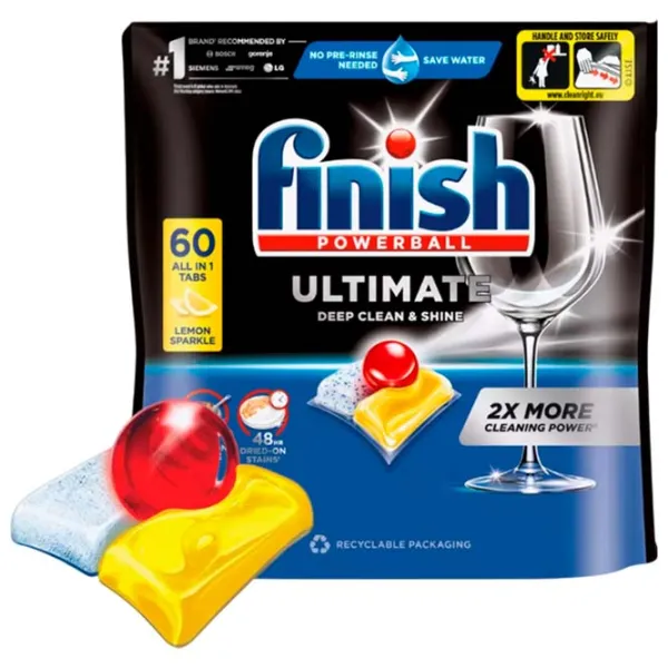 Soluție FINISH Ultimate Lemon capsule / pentru curățare photo 1