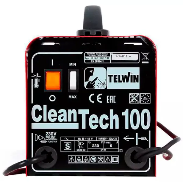 Aparat pentru curățarea inoxului după sudare TELWIN CLEANTECH 100 220 V semiautomat (MIG/MAG) , cu gaz inert (TIG) / Red photo 6