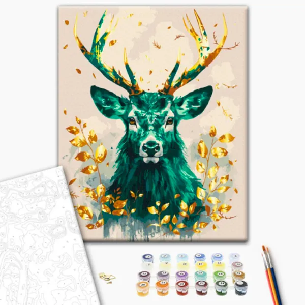 Pictură pe numere BrushMe Coronă smarald a pădurii cu culori metalizate BS54121FC 50 x 40 cm / Verticală photo 3 Pictură pe numere BrushMe Coronă smarald a pădurii cu culori metalizate BS54121FC 50 x 40 cm / Verticală photo 3