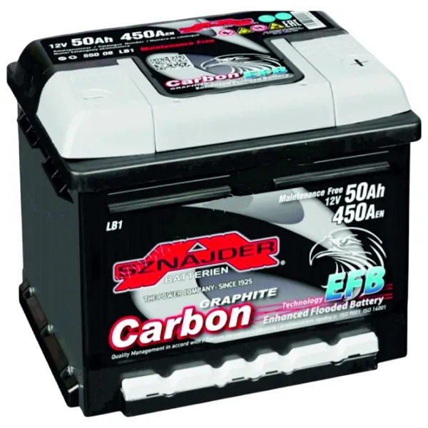 Авто аккумулятор Sznajder Carbon EFB 450A / 50 Ah  photo 1
