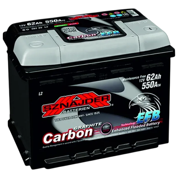 Авто аккумулятор Sznajder Carbon EFB 550A / 62 Ач  photo 1