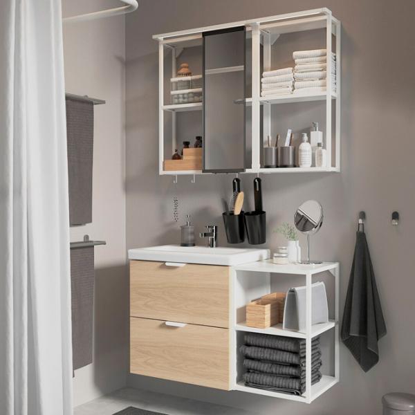 Наборы мебели для ванной комнаты Ikea Enhet/Tvallen/Ensen ЛДСП / White photo 3 Наборы мебели для ванной комнаты Ikea Enhet/Tvallen/Ensen ЛДСП / White photo 3