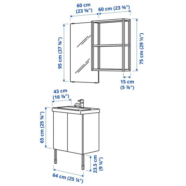 Seturi mobilă de baie Ikea Enhet/Tvallen/Glypen PAL / White photo 7