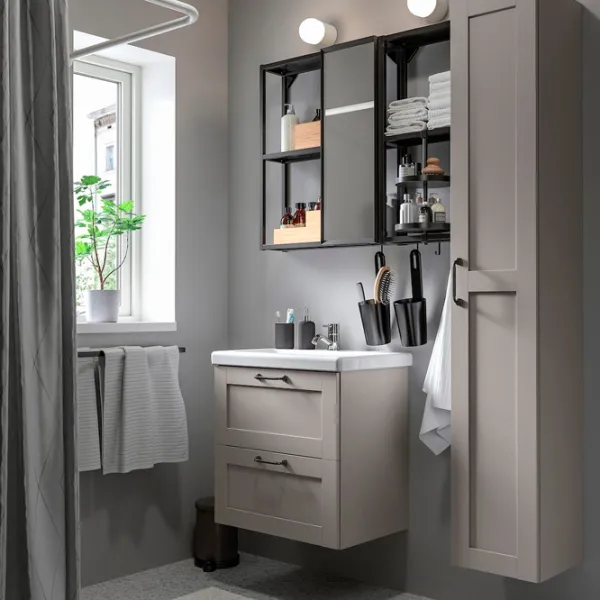 Наборы мебели для ванной комнаты Ikea Enhet/Tvallen/Plikan МДФ / Серый photo 2