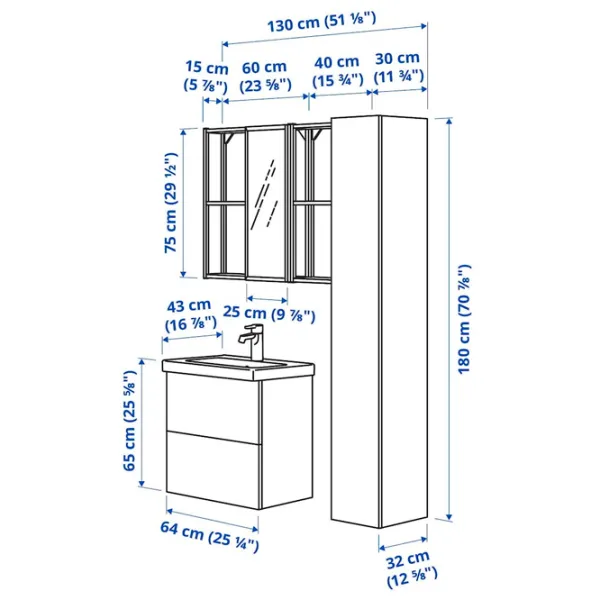 Наборы мебели для ванной комнаты Ikea Enhet/Tvallen/Plikan МДФ / Серый photo 8
