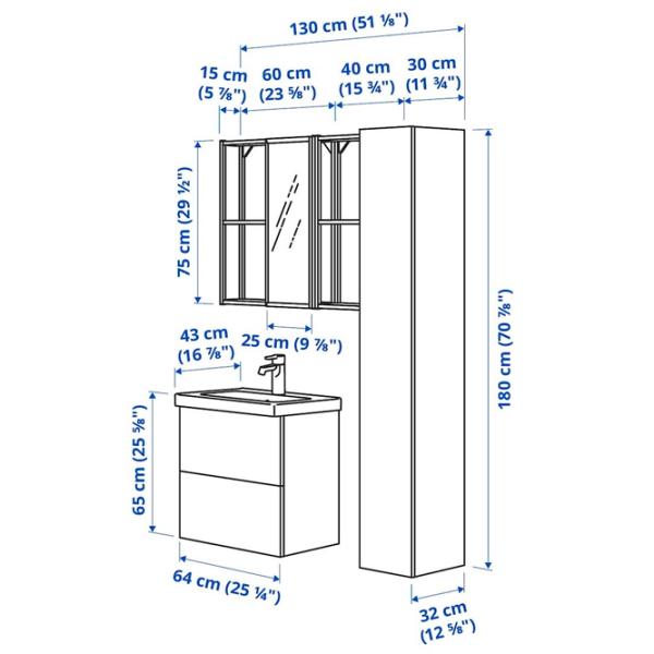 Наборы мебели для ванной комнаты Ikea Enhet/Tvallen/Brogrund МДФ / White photo 7 Наборы мебели для ванной комнаты Ikea Enhet/Tvallen/Brogrund МДФ / White photo 7
